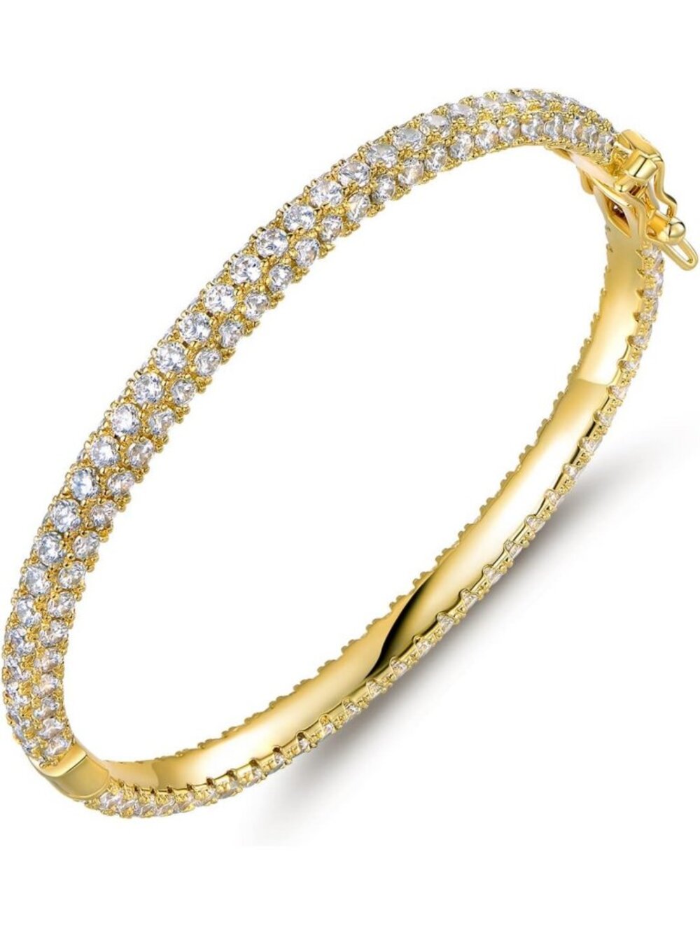 18K Gold Plated Crystal Bling Eternity Bangle Bracelet - Sparkling Fashion